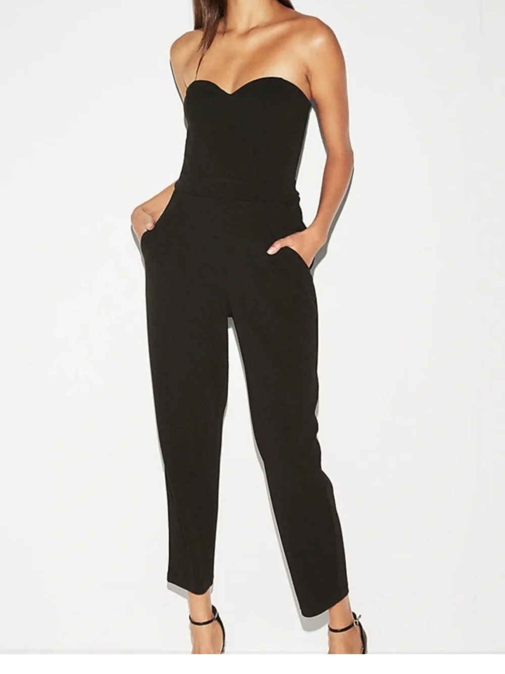 Express Strapless Black Jumpsuit with Pockets